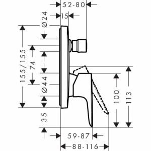 Baterie cada - dus incastrata Hansgrohe Talis E monocomanda bronz periat - Img 2