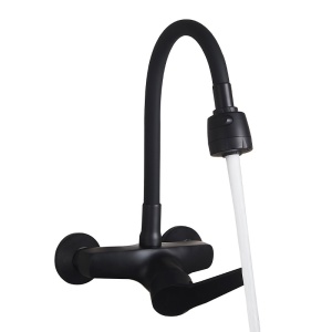 Baterie de bucatarie monocomanda cu montaj pe perete Dover cu gat flexibil negru mat - Img 13