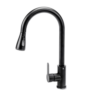 Baterie de bucatarie monocomanda neagra cu montaj pe blat F1501B si cu gat extensibil - Img 3