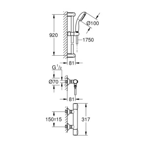 Baterie dus Grohe Precision Flow termostatata crom lucios cu set de dus - Img 4