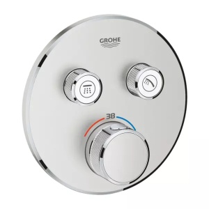 Baterie dus incastrata cu termostat Grohe Grohtherm SmartControl 2 iesiri crom periat Supersteel