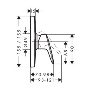 Baterie dus incastrata Hansgrohe Logis HighFlow monocomanda crom lucios - Img 2