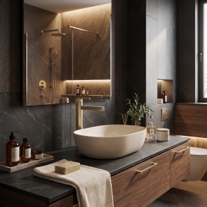 Baterie inalta pentru lavoar Rea Grace Brushed Gold - Img 8