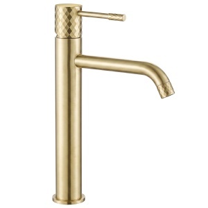 Baterie inalta pentru lavoar Rea Lungo Diamond Brush Gold