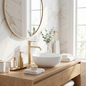 Baterie inalta pentru lavoar Rea Venti Brush Gold - Img 9