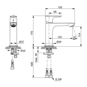 Baterie lavoar tip Grande Ideal Standard Connect Air crom lucios monocomanda - Img 6