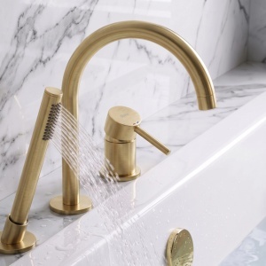 Baterie pentru cada cu 3 orificii Rea Lungo Brush Gold - Img 8