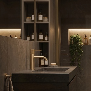 Baterie pentru lavoar Rea Venti Brush Gold Low - Img 7