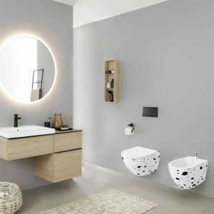 Bideu suspendat cu fixare ascunsa Spectrum Trendi Stone 36.5 x 49 cm alb mozaic - Img 3