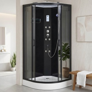 Cabina de dus cu hidromasaj MO-0545B-9 negru 90 x 90 x 215 cm cadita joasa sticla 5 mm - Img 2