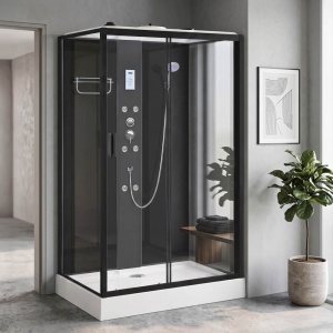 Cabina de dus cu hidromasaj MO-0550B-912 dreapta 120 x 90 x 215 cm profil negru - Img 2