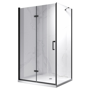 Cabina de dus din sticla securizata 6 mm si rame negre KZ20F 120 x 80 cm