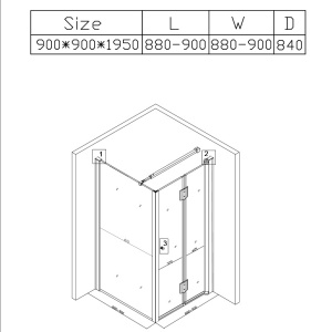 Cabina de dus din sticla securizata cu cadita de dus slim neagra KZ1180B/RIKO 90 x 90 cm - Img 19