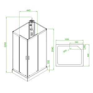 Cabina de dus dreptunghiulara cu hidromasaj si cadita inclusa montaj stanga Alma 100 x 80 cm - Img 20