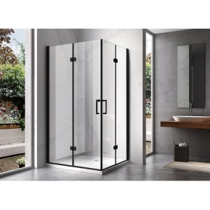 Cabina de dus dreptunghiulara cu rame negre si cadita alba KZ12B-SXL03C 100 x 80 cm - Img 5