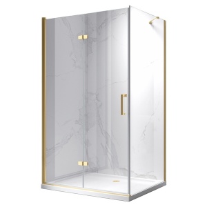Cabina de dus dreptunghiulara din sticla securizata cu rame aurii KZ20E 110 x 80 cm