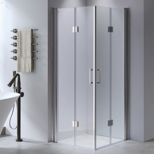 Cabina de dus dreptunghiulara din sticla securizata cu rame cromate si usi duble batante KZ1290A 80 x 80 cm - Img 3