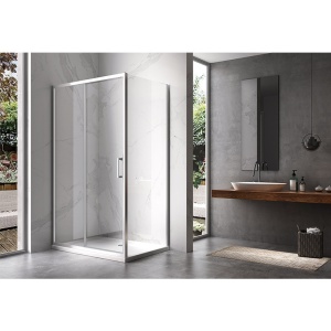 Cabina de dus dreptunghiulara din sticla securizata rame cromate KZ103C 120 x 80 cm - Img 4