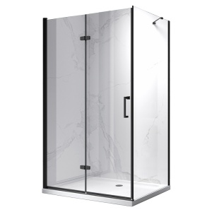 Cabina de dus dreptunghiulara din sticla securizata si rame negre KZ20E 110 x 80 cm