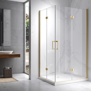 Cabina de dus dreptunghiulara Z-KZ12A auriu periat 90 x 80 cm sticla 6 mm - Img 3