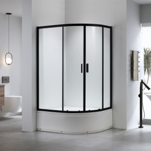 Cabina de dus Maja/De dreapta 115x85cm, Usi Glisante, Design Modern Negru+ Cada de dus inalta - Img 2