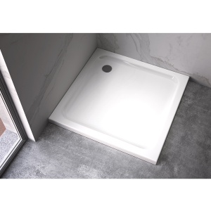 Cabina de dus patrata cu sticla securizata si cadita de dus slim alba 70 x 70 cm - Img 11
