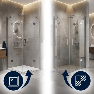 Cabina de dus patrata de colt KZ25 crom 80 x 80 cm sticla 6 mm - Img 16