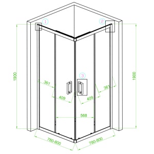Cabina de dus patrata din sticla securizata 5mm cu rame negre BL30A 80 x 80 cm - Img 15
