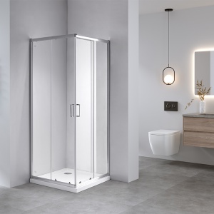 Cabina de dus patrata din sticla securizata 5mm si rame cromate cu cadita neagra inclusa KZ93A-ST02A 80 x 80 cm - Img 2