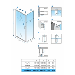 Cabina de dus patrata din sticla securizata 6 mm si rame aurii KZ04C 90 x 90 cm - Img 11