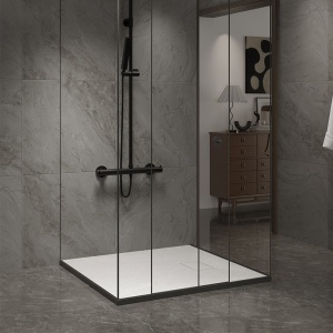 Cabina de dus patrata din sticla securizata cu rame negre si cadita de dus slim alba BL30B/JUKO 90 x 90 cm - Img 19