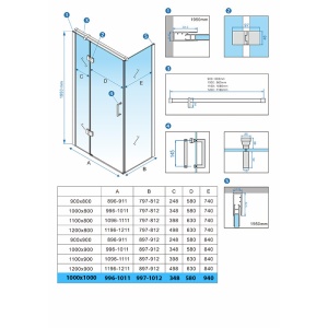 Cabina de dus patrata din sticla securizata si rame cromate ZES-KZ01D 100 x 100 cm - Img 11