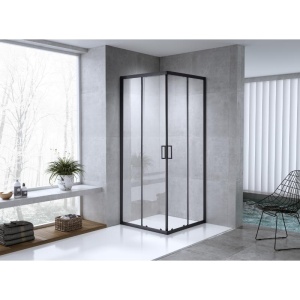 Cabina de dus patrata Mediterraneo Siri Black 90 x 90 x 190 cm sticla 5 mm negru mat