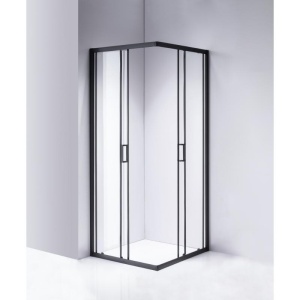 Cabina de dus patrata Mediterraneo Siri Black negru mat 80 x 80 cm sticla 5 mm - Img 2