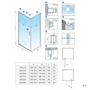 Cabina de dus patrata ZES-KZ04B-BL-80, 80 x 80cm, cu rame negru mat, sticla 6 mm - Img 16