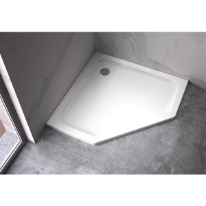 Cabina de dus pentagonala din sticla securizata si rame negre cu cadita alba slim BS07A-ST07A 80 x 80 cm - Img 22