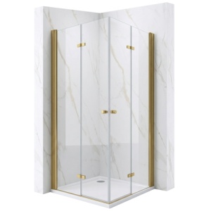 Cabina de dus pliabila Veldman Como Duo auriu periat 70 x 100 cm sticla 6 mm