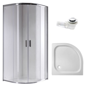 Cabina de dus semicirculara din sticla securizata cu cadita de dus slim antiderapanta KZ94A-SXL01A 80 x 80 cm