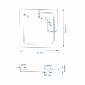 Cabina dus KZ93D/ST02C crom cu cadita inclusa neagra, dimensiune 70x70 - Img 14