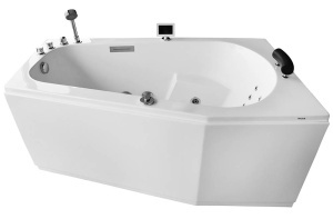 Cada cu hidromasaj asimetrica MUE-007B Dreapta, 170 x 100 x 70 cm, 32 duze, incalzitor, ozonoterapie si Bluetooth, alba - Img 3
