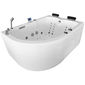 Cada cu hidromasaj de colt MUE-004A Dreapta, 170 x 120 cm, 2 persoane, baterie termostatica si cromoterapie