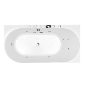 Cada de baie asimetrica cu hidromasaj si cromoterapie MO-18043R montaj dreapta– 150 x 75 x 59 cm, Alb - Img 2