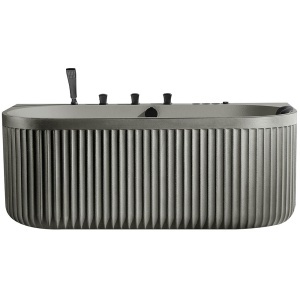 Cada de baie cu hidromasaj cu montaj la perete si caneluri gri mat PRO 170 x 85 x 65 cm
