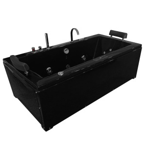 Cada de baie cu hidromasaj MO-1658B Turbo+ SPA, 180 x 92 cm, 2 locuri, cromoterapie, incalzitor, negru