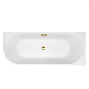 Cada de baie cu montaj pe colt dreapta, Mera2 - 160 x 75 cm, alb cu preaplin auriu - Img 14