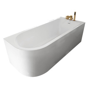 Cadă de baie cu montaj pe dreapta, cu baterie aurie 150 x 75 x 58 cm - Img 4