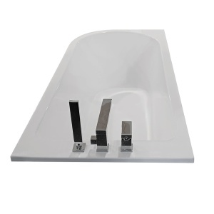 Cadă de baie cu montaj pe dreapta, cu baterie cromata 160 x 75 x 58 cm - Img 3