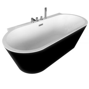 Cada de Baie de Sine Statatoare 170x80x59cm, Design Deosebit, Culoare Negru/Alb - Img 1