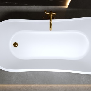 Cada de baie FORTE 520B, Dimensiune 160x75cm, Culoare Alb, Deversor Auriu - Img 6