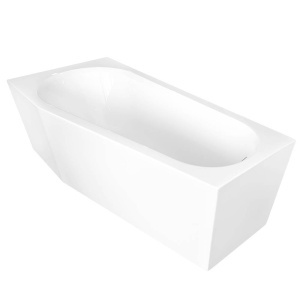 Cada de baie freestanding la perete asimetrica, montaj stanga MO-006DL, 150 x 80 x 58 cm, alb lucios - Img 2